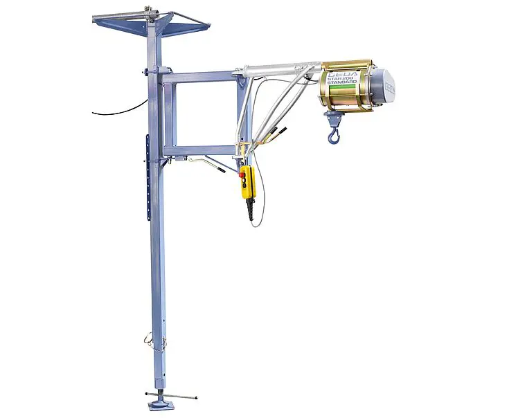 Hoist mounting, flor to ceiling tie